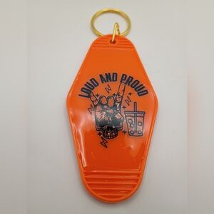 "Loud And Proud"Orange And Black Vintage Inspired Motel Keychain Keyring Gift